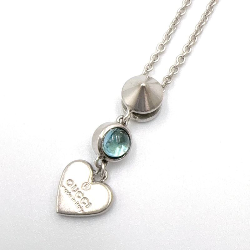 Gucci Blue Topaz Heart Necklace Ag925